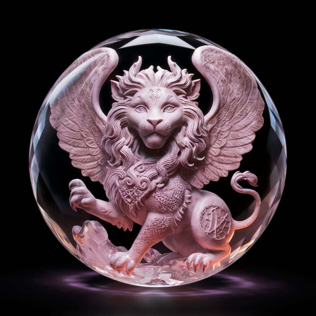 a crystal sphere with Elena chiseled inside