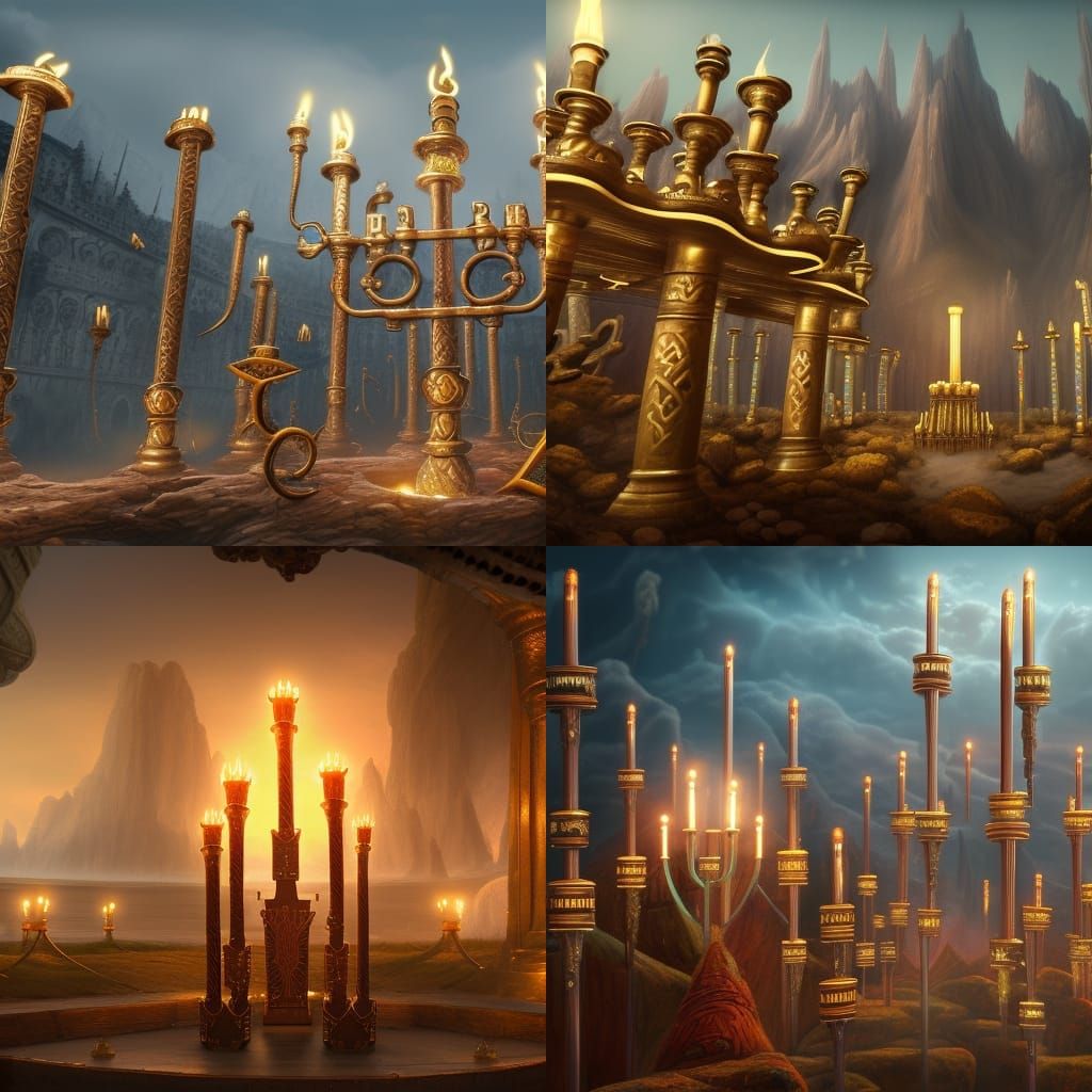 Detailed Matte Painting of a Menorah