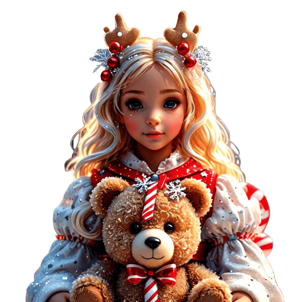 Teddy Bear Christmas Wonderland in Candy Art Style