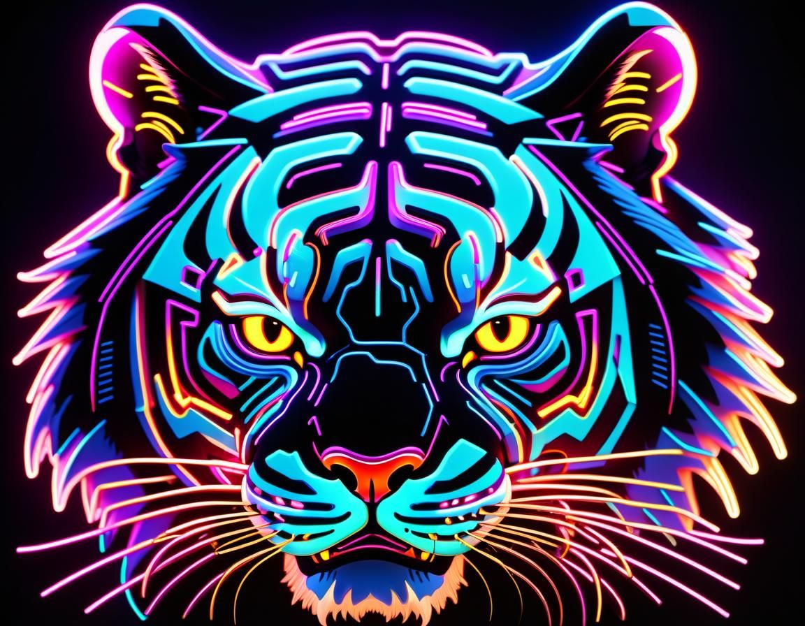 Neon Tiger in Backlit Animation Style