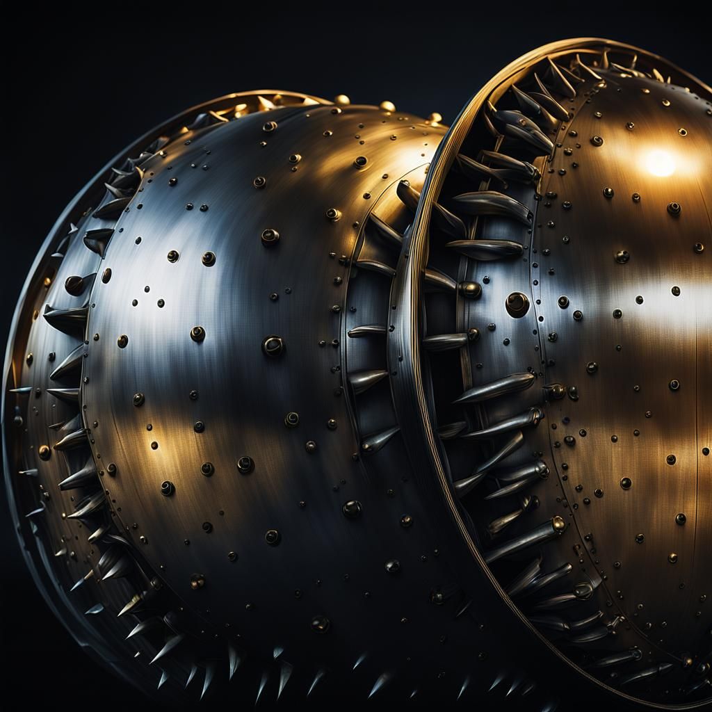 Glimmering Steel Object in Soft Golden Light