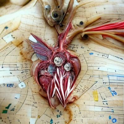 Needles Pierce Anatomical Heart in Gothic Style