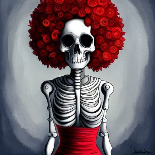 Cute Skeleton in Abstract Art with Fine Details