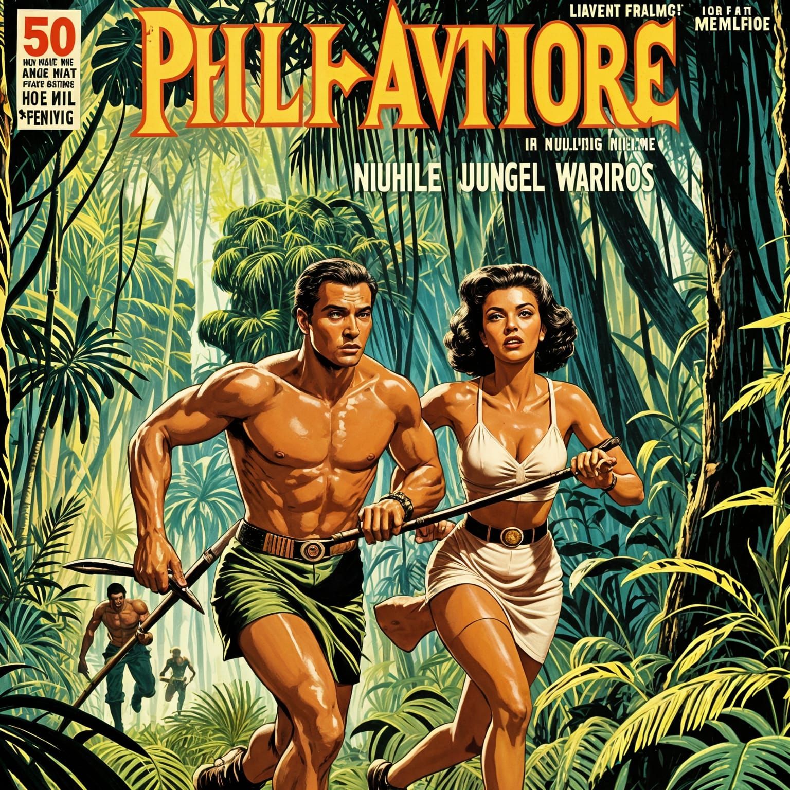 Jungle Escape: Retro Pulp Fiction Illustration