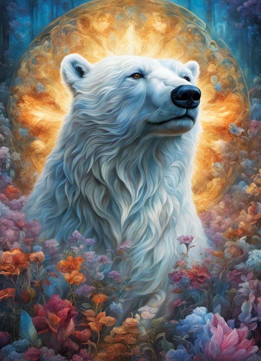 Transparent Glass Polar Bear Dreamscape: Ethereal Concept Ar...