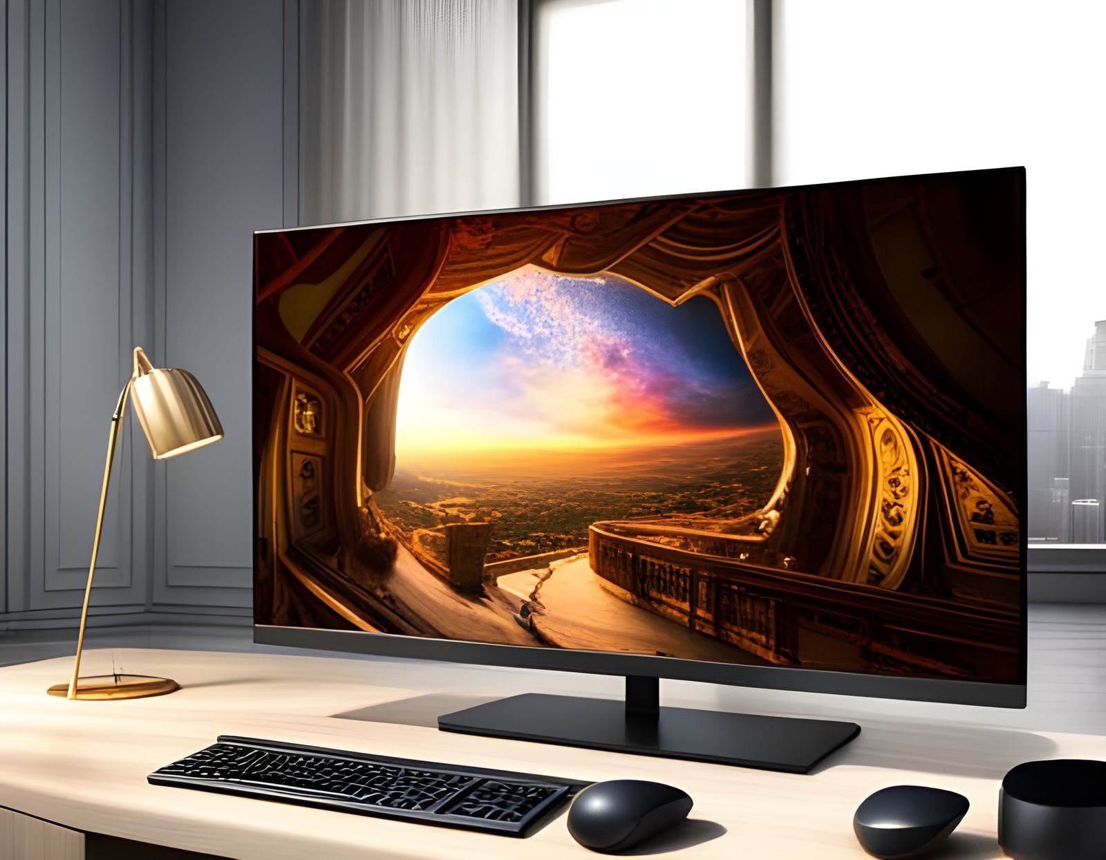 Hyperrealistic Computer Displaying Beautiful Art