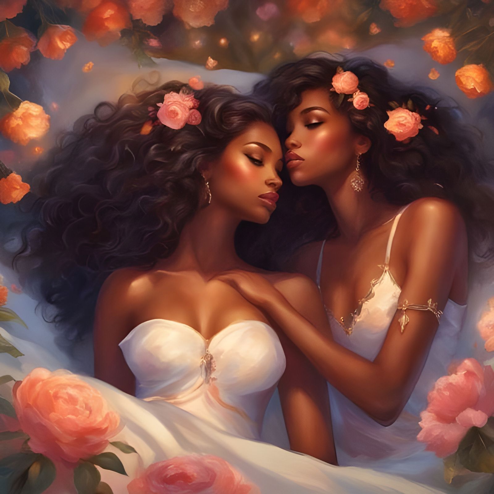 Two Afro-American Women in Bed, Royo Style