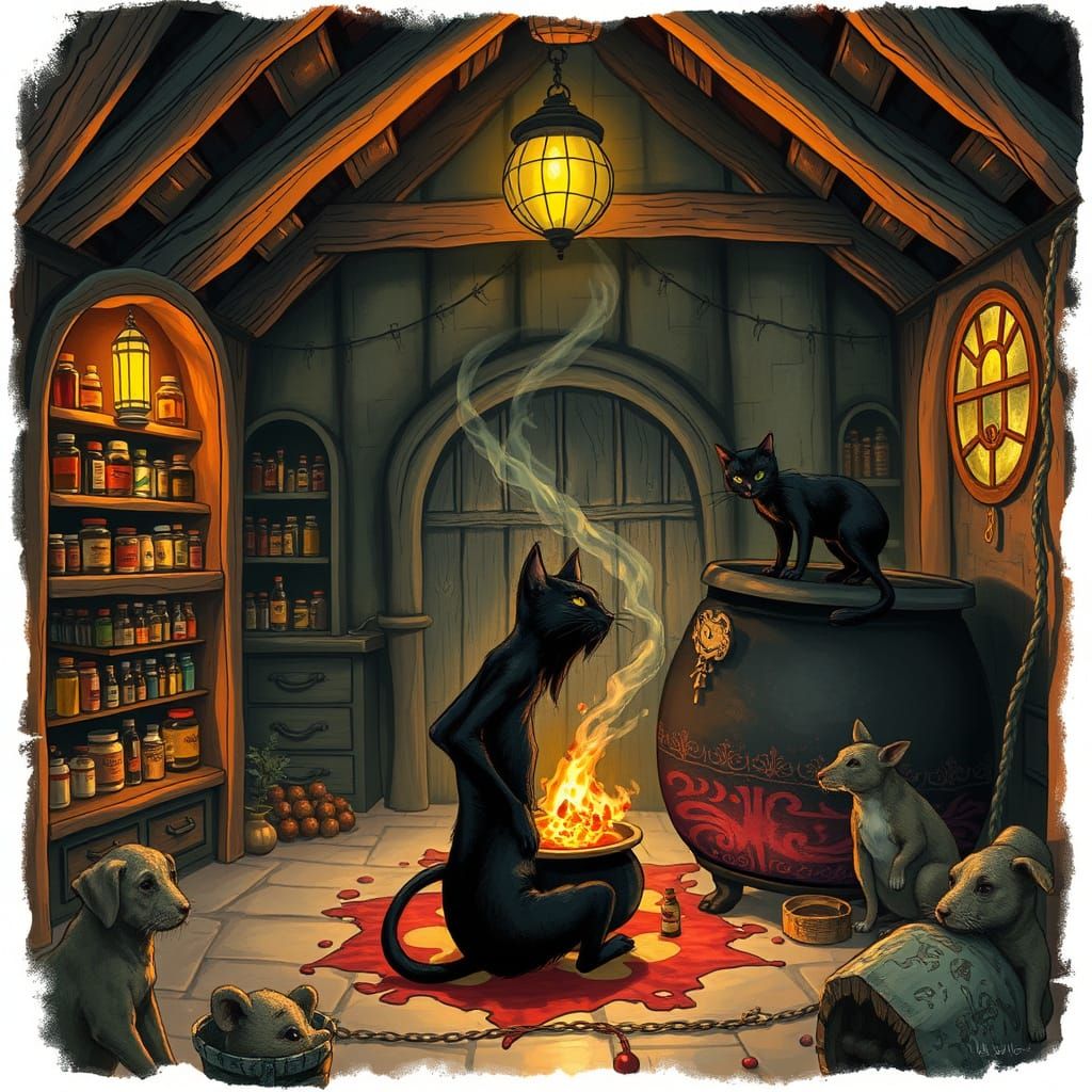 Enchanting Witch's Lair with Mysterious Brews and Whispers