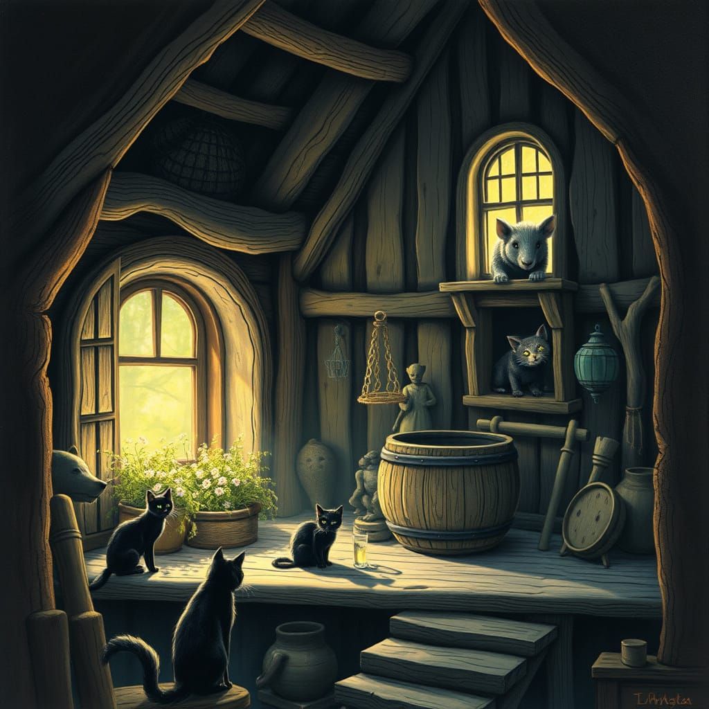 Mysterious Witch's Cottage with Magical Brews and Whimsical ...