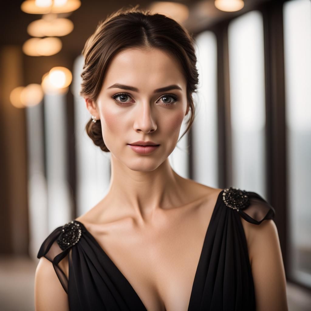 Portrait of a Woman with Black Eyes in Natural Lighting