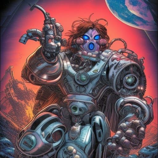 Robotic Wolf on Alien Planet Comic Art