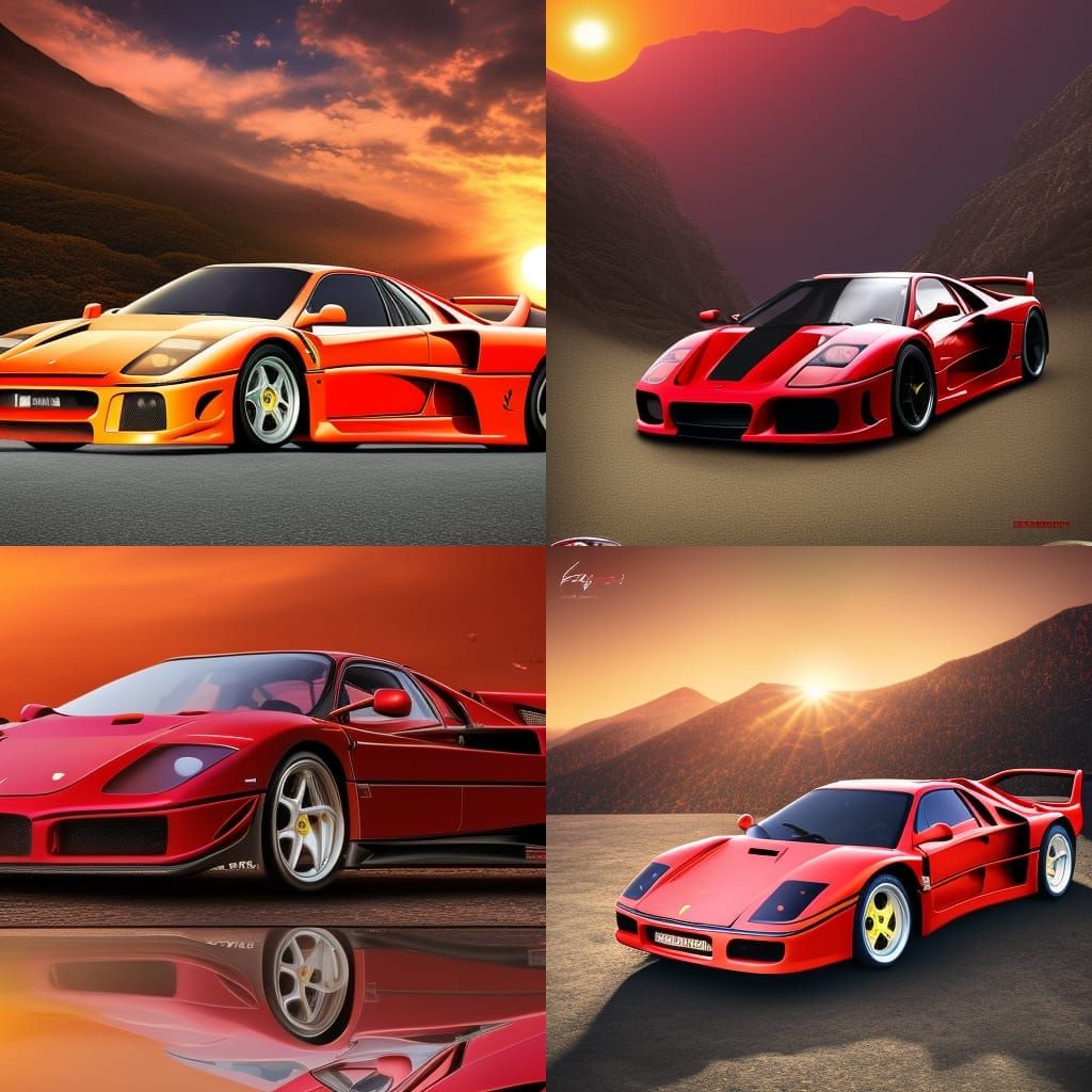 Ferrari F40 Sunset: Detailed Matte Painting