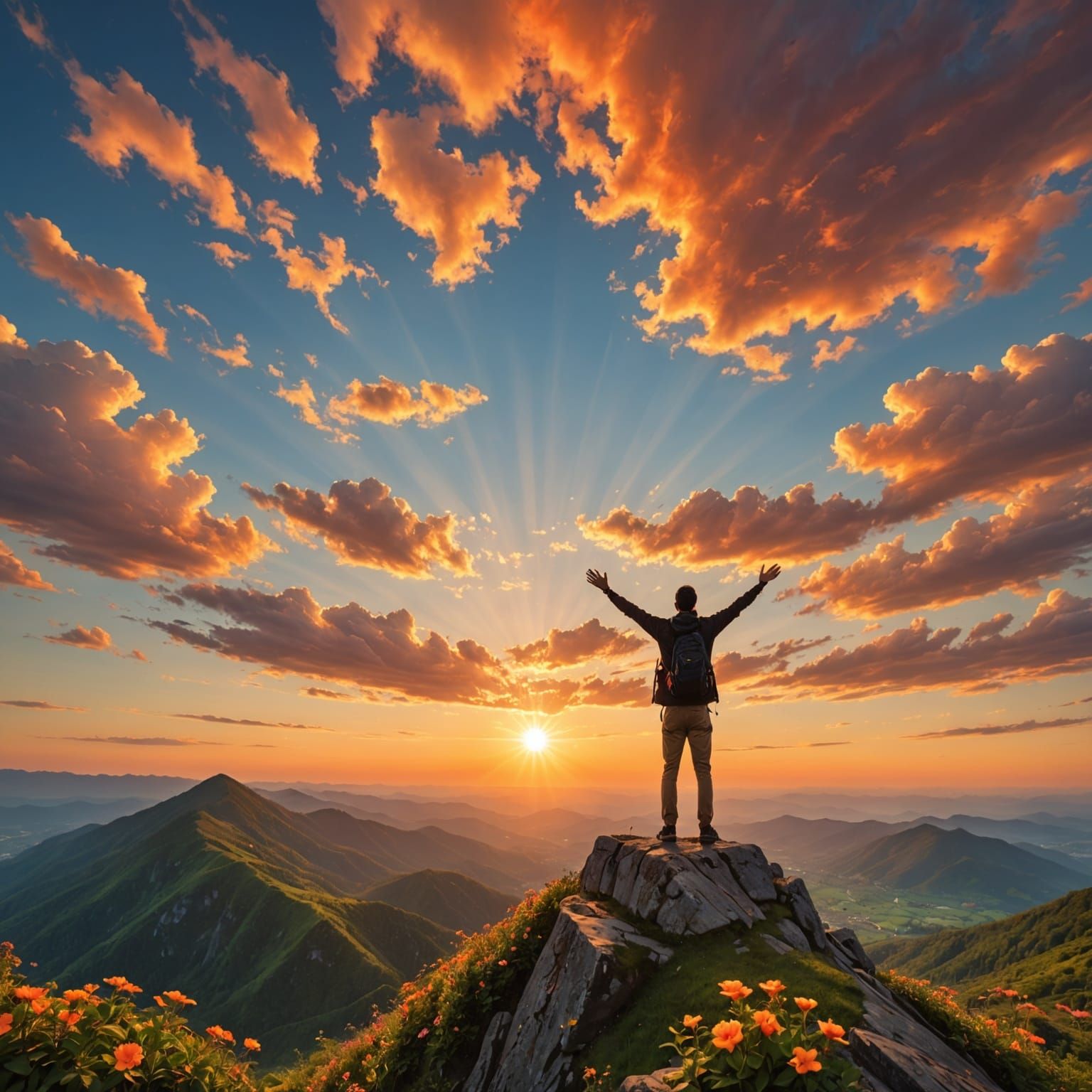 Mountain Peak Freedom: Vibrant Sunrise or Sunset