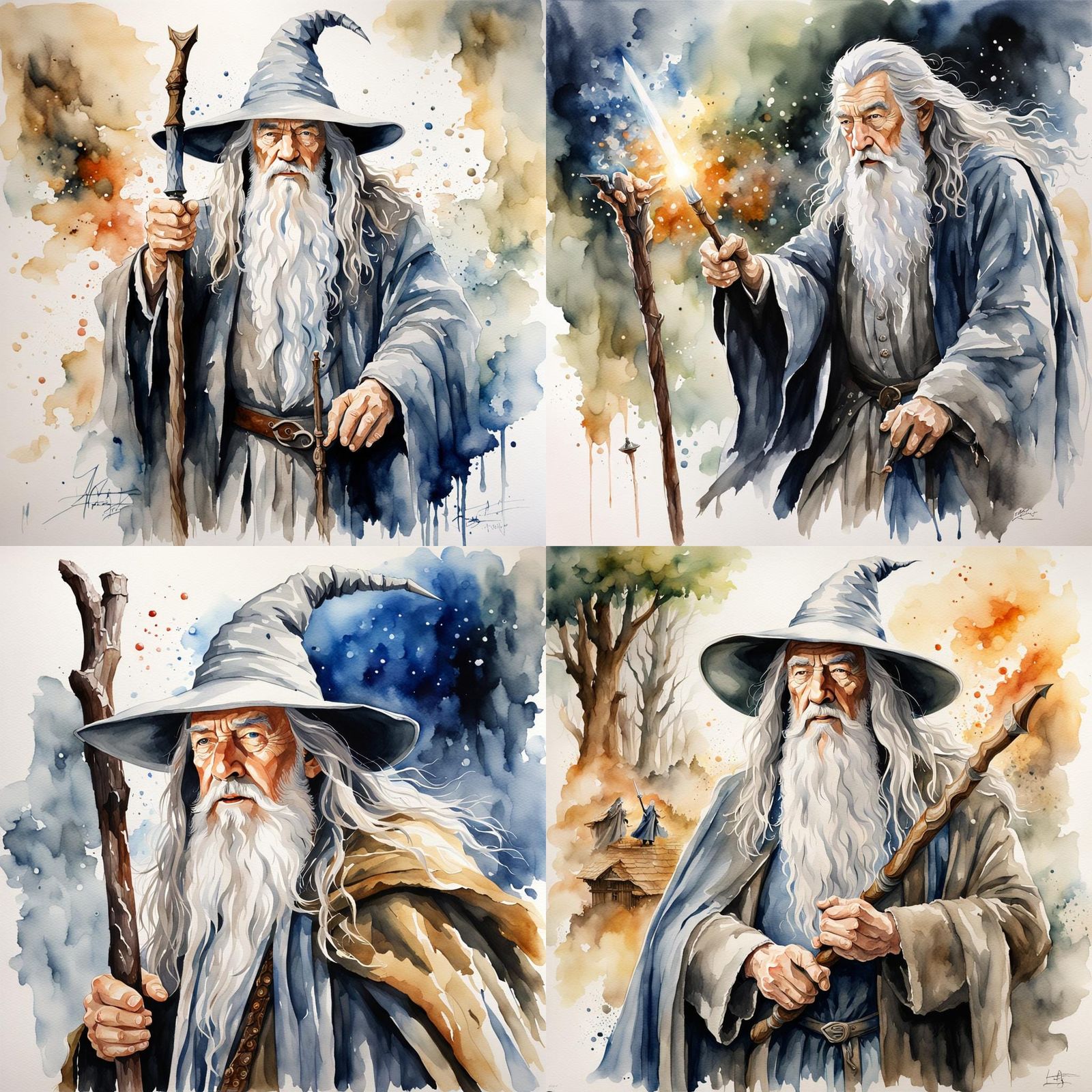 Magnificent Gandalf in Watercolor: An Epic Masterwork