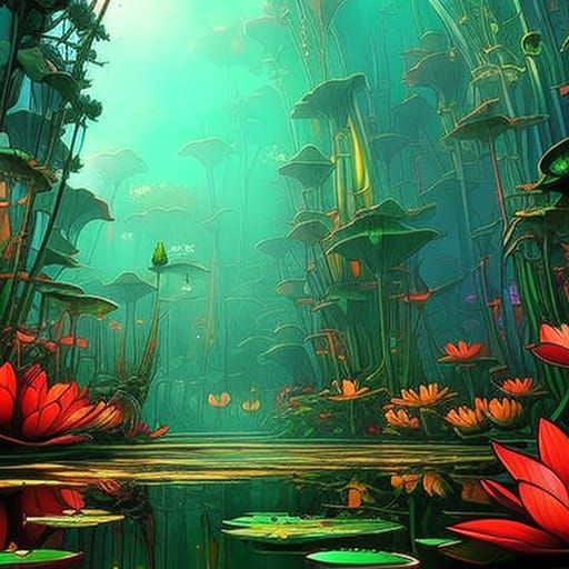 Stained Glass Lotus Flower Digital Art