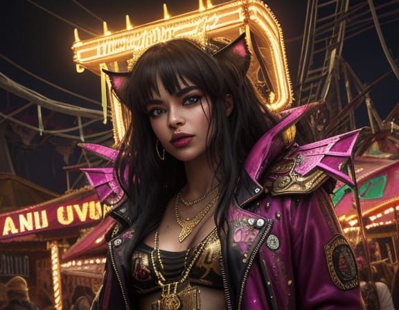 Devil in Abandoned Carnival Oil Painting