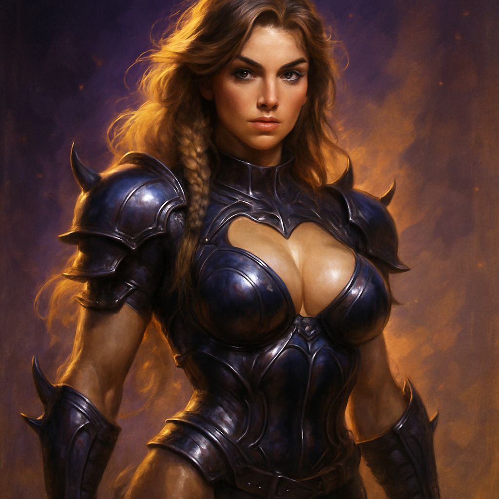 Ethereal Barbarian Goddess in Dark Fantasy Armor