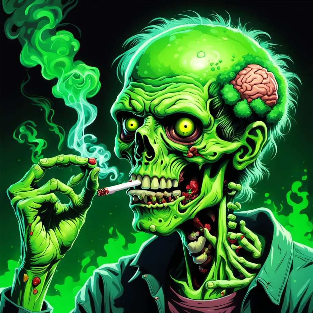 Zombie Smoker with Radioactive Brain Snack
