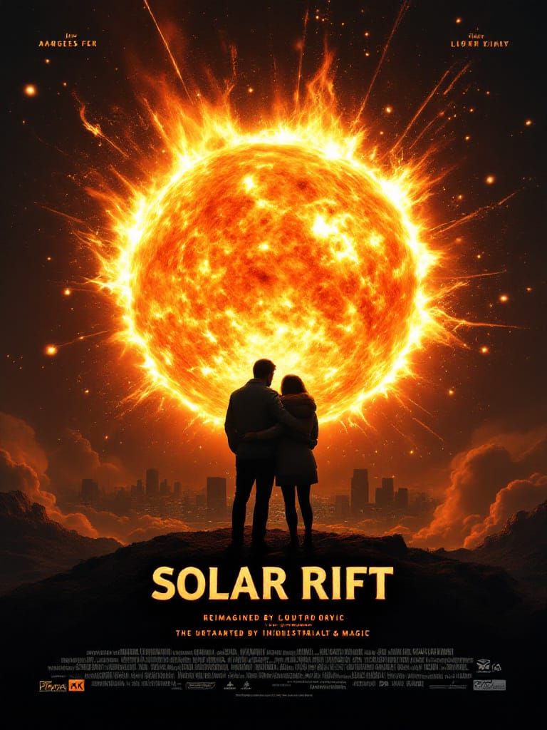 Solar Rift Movie Poster: Exploding Sun Over LA