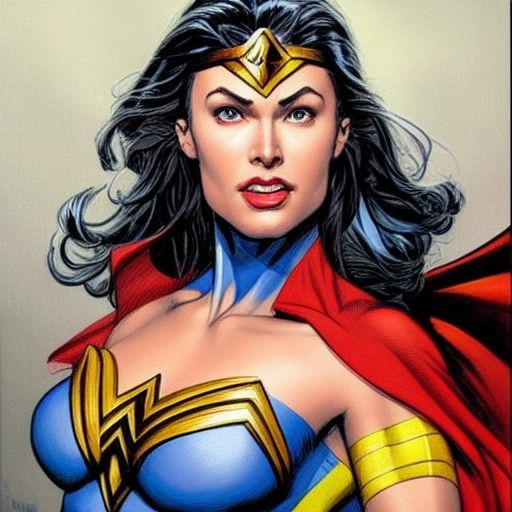 Detailed Superheroine Portrait in Comic Book Style