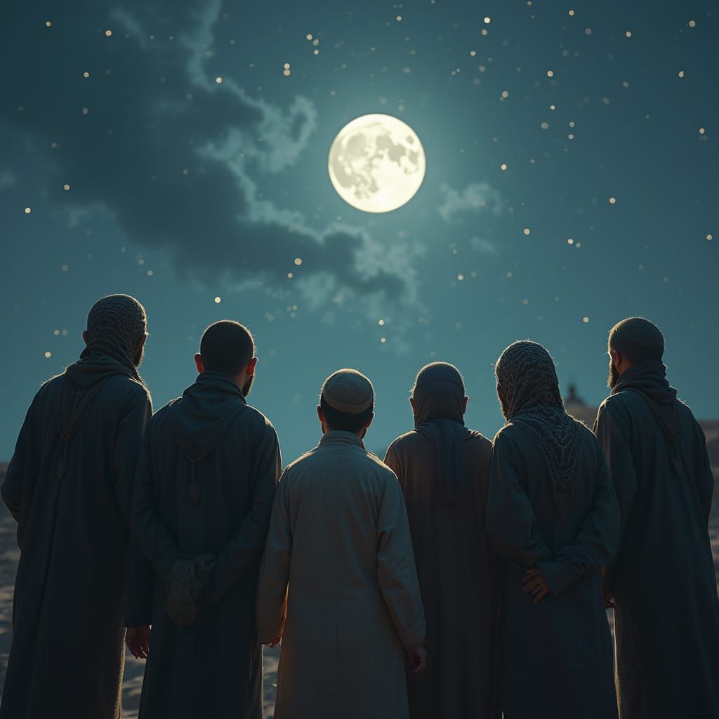 Muslims Observe Muharram Moon in Matte Painting