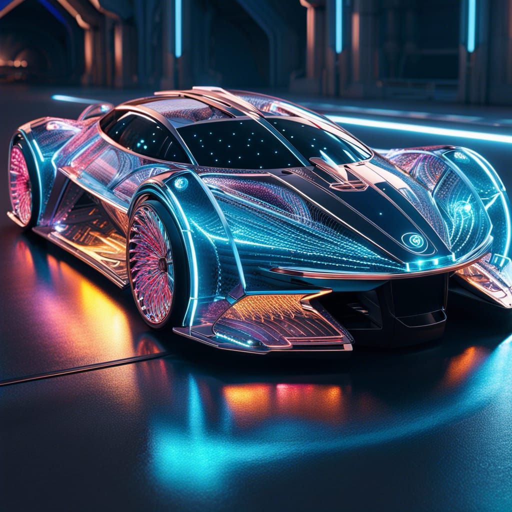 Luminescent Crystal Car in Futuristic Fantasy Style
