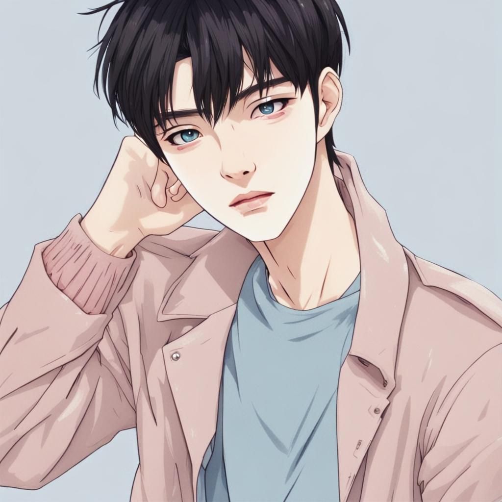 Handsome Youth with Silver-Tipped Bangs Portrait