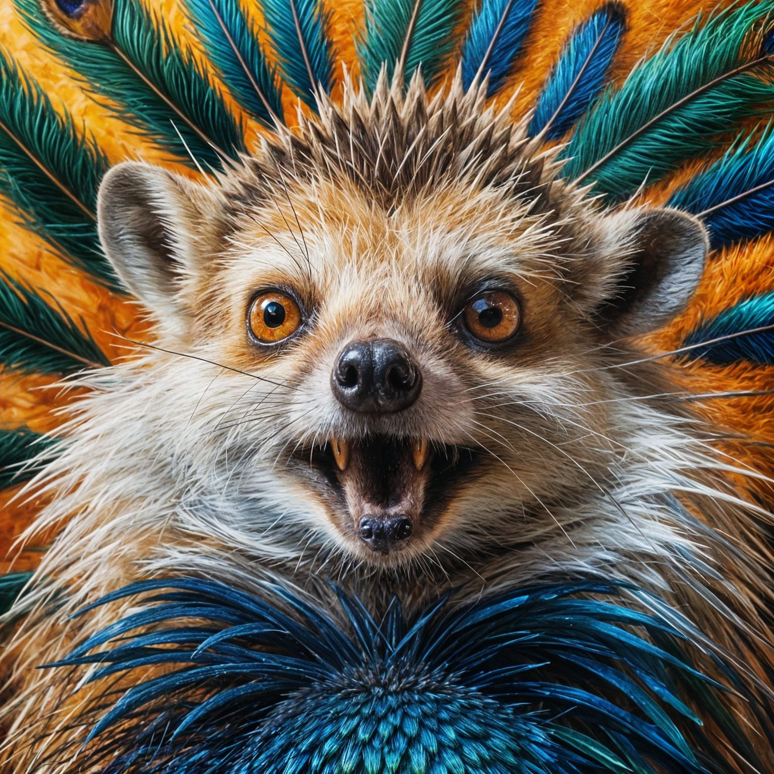 Hedgehog's Peacock Defense Scares Fox