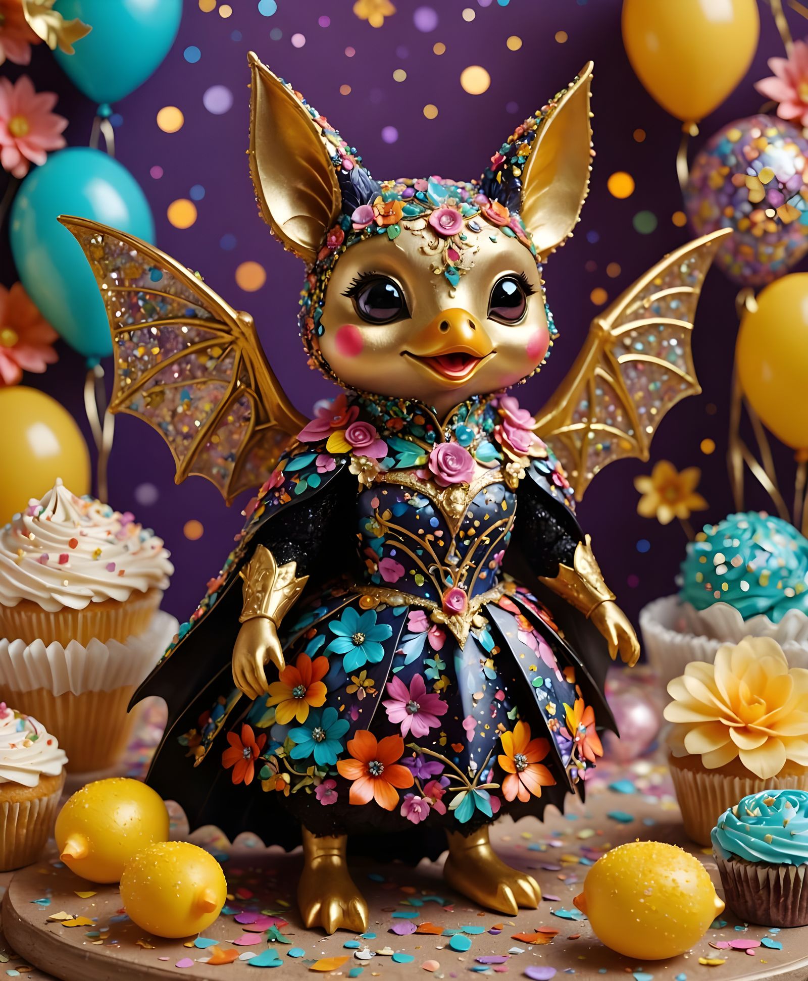 Magical Carnaval Scene with Whimsical Creatures