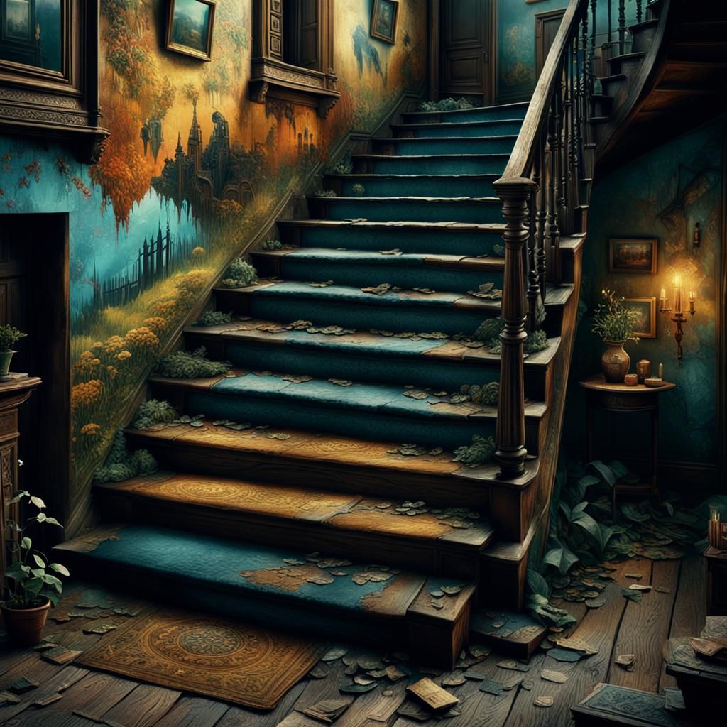 Detailed Digital Painting of Worn Furniture