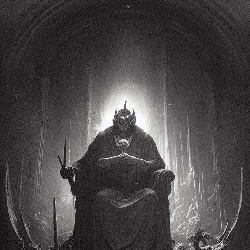 Horror Devil Summoning in Doré Style