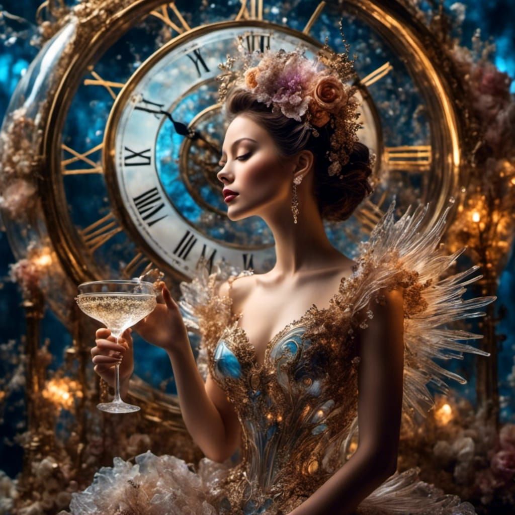 Steampunk Clock New Year's Celebration