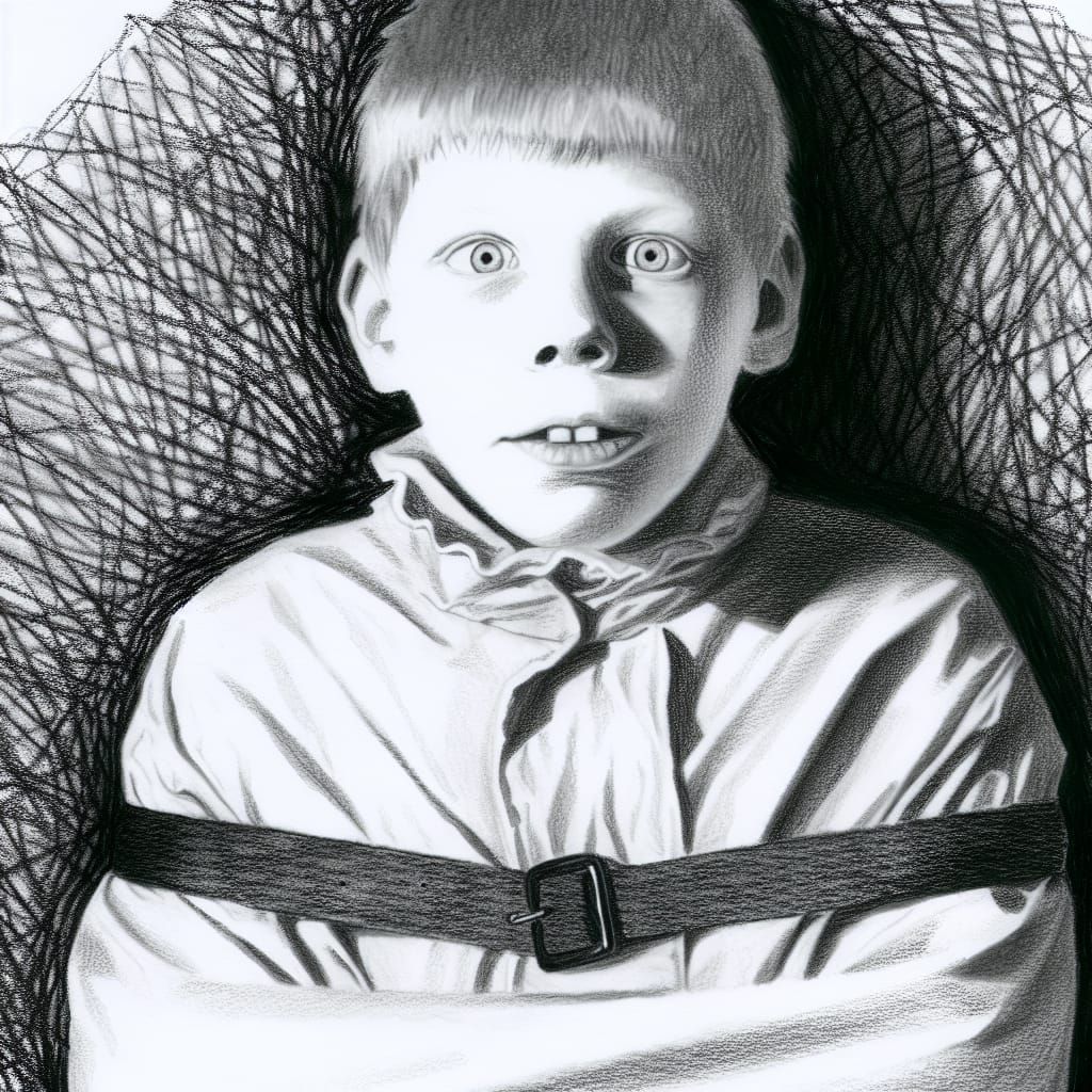 Pencil and Charcoal Art: Boy in Straitjacket