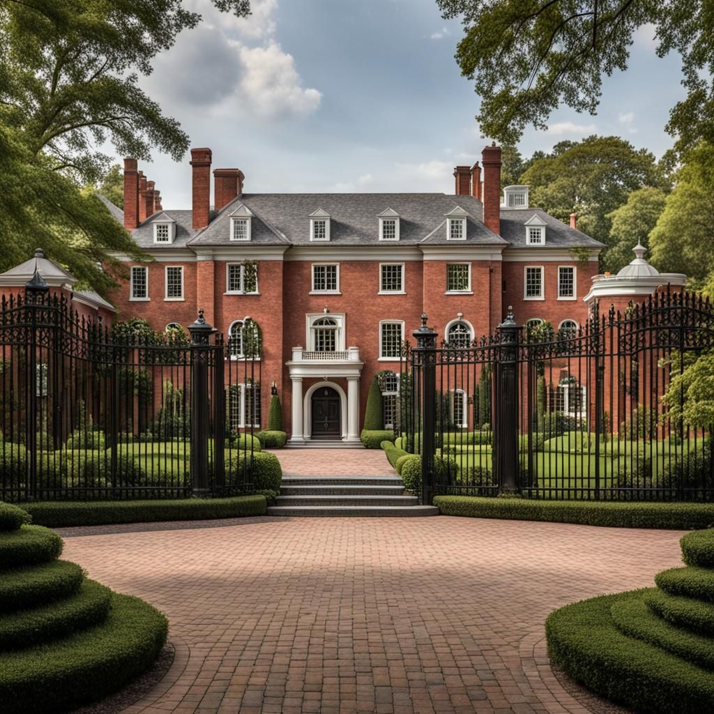 Red Brick Georgian Mansion with Rolls Royce