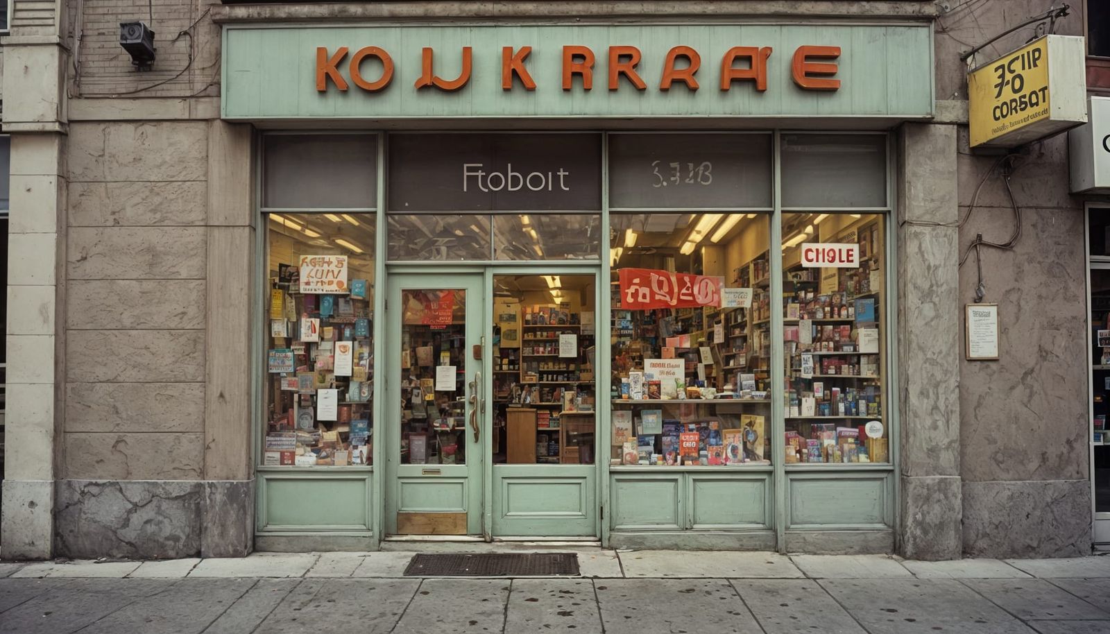 Liminal Psychedelic Front Door Store Facade in Vibrant Ektar...