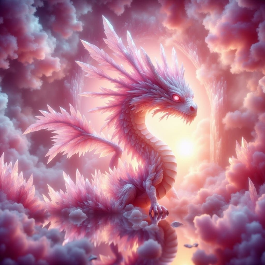 Surreal Pink Dragon amidst Celestial Beauty