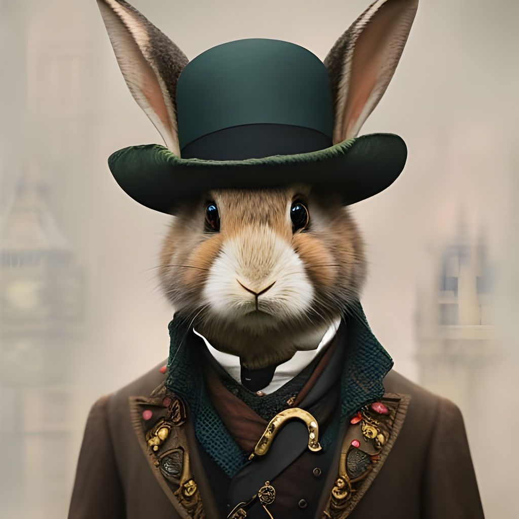 Rabbit as Sherlock Holmes in London Street Scene