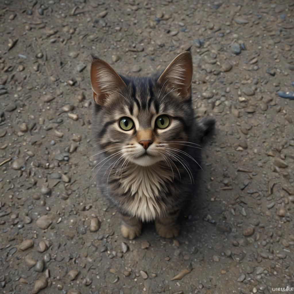 Cute Cat with Detailed Fur: Matte Painting
