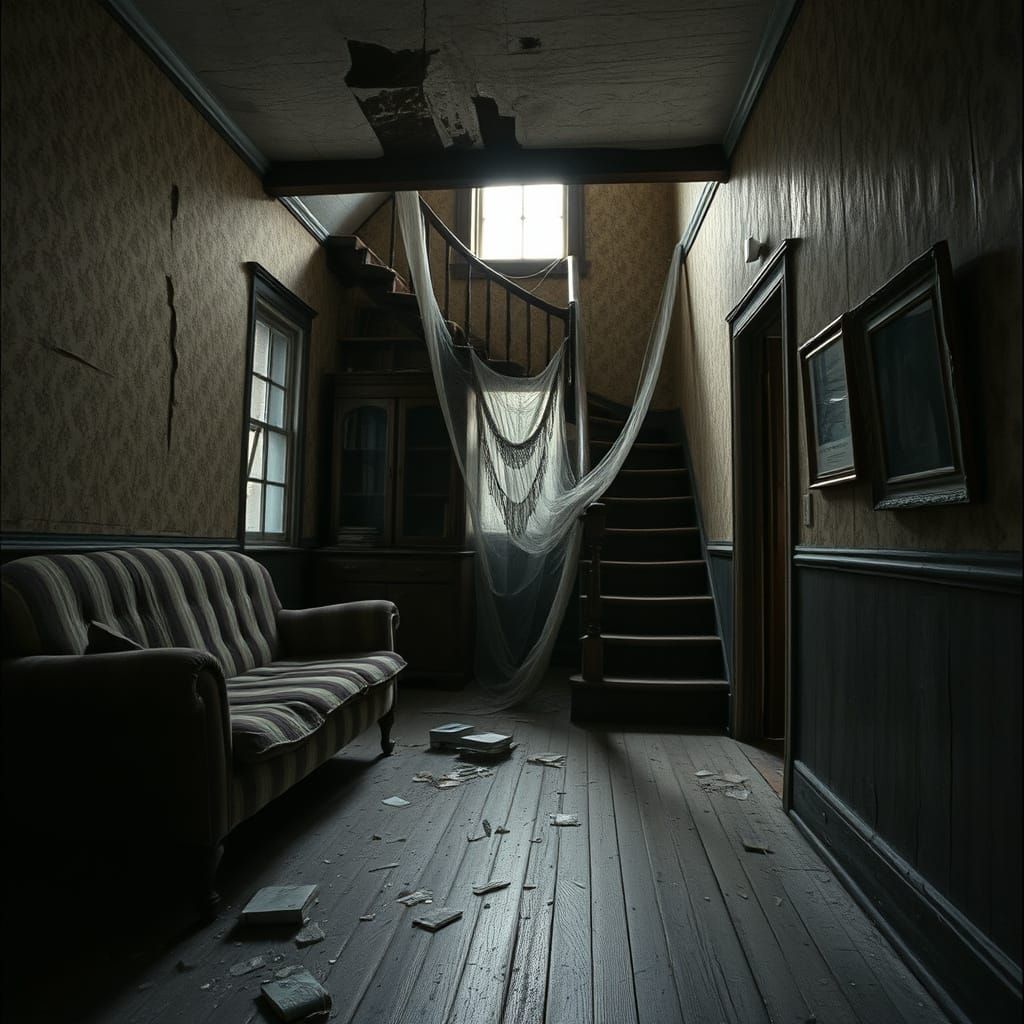 Decaying Interior: A Scene of Neglect and Abandonment