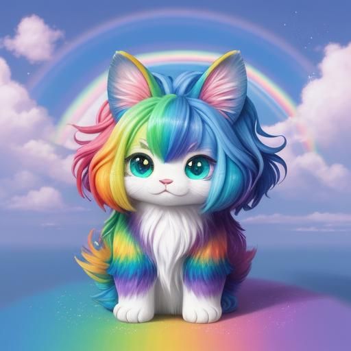 Cute Rainbow Creature in Pastel 3D Cell Shading