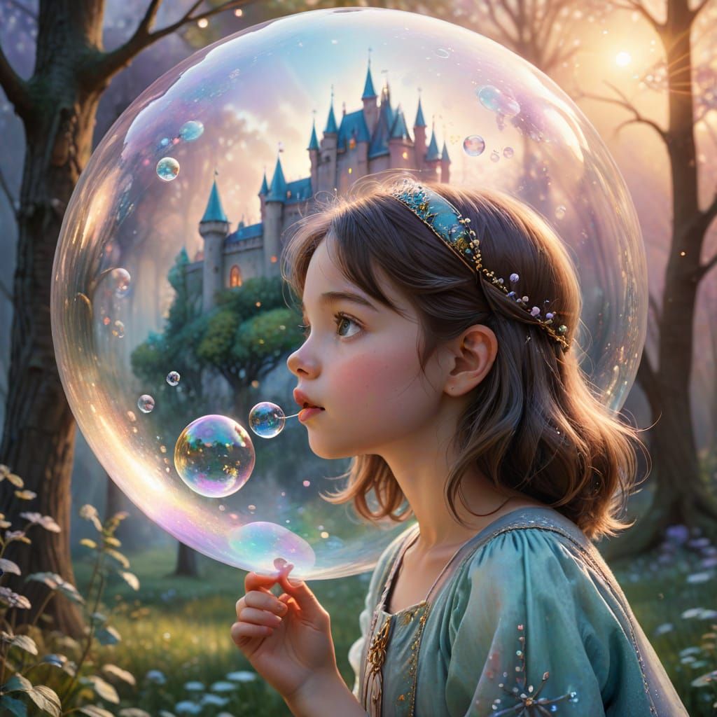 Whimsical Fairytale Scene in Pastel Hues