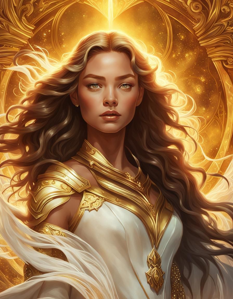 Fantasy Portrait of Confident Woman in Digital Painting Styl...