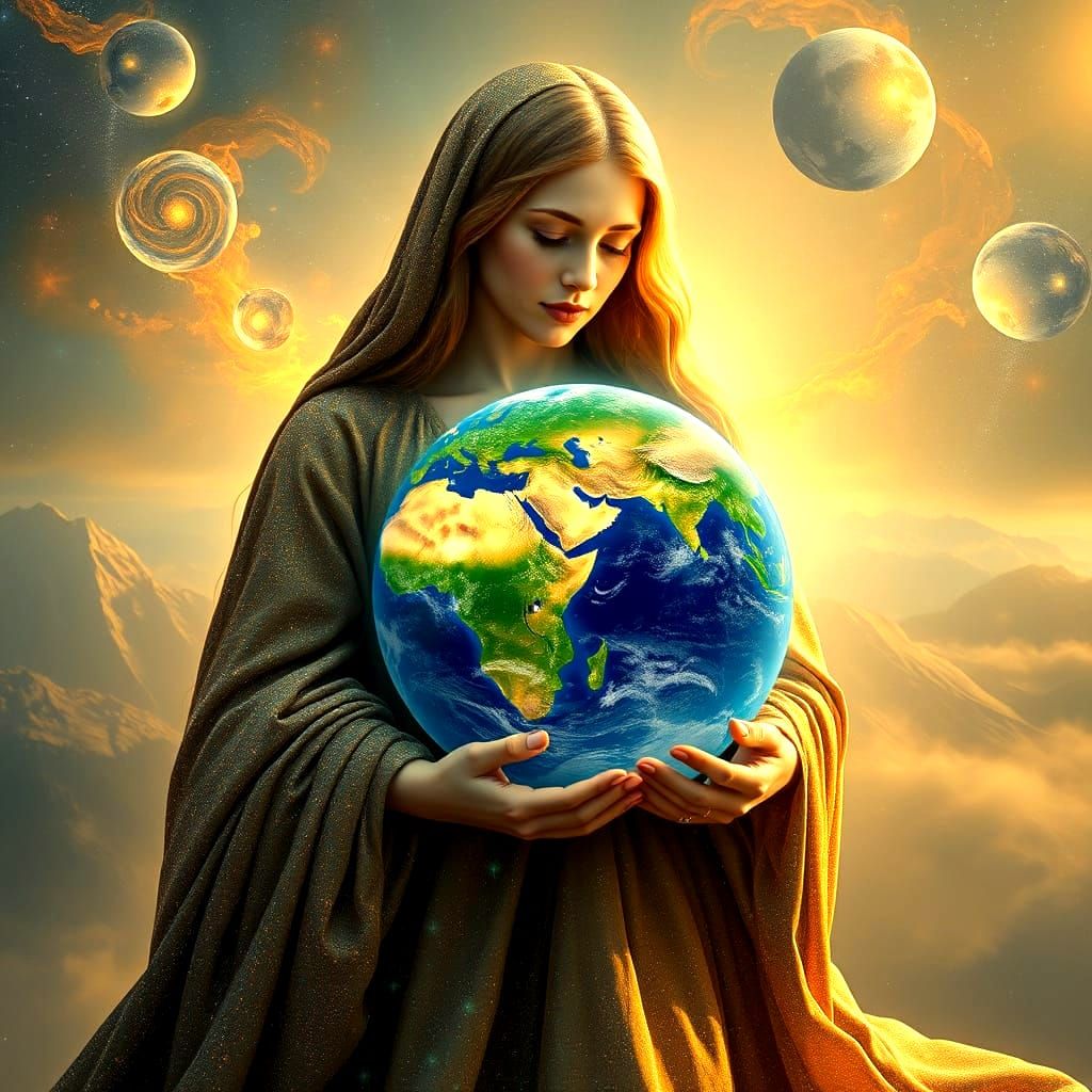 Mother Goddess Holding Earth in Renaissance Style