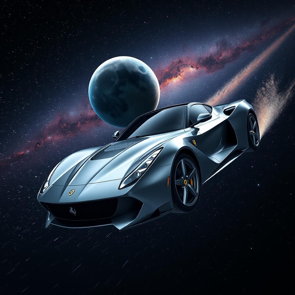 Ferrari Speeds Through Milky Way in Cinematic Style