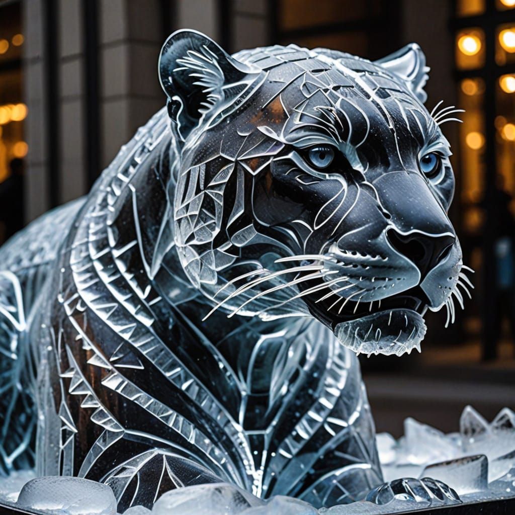 Ice sculpture panther