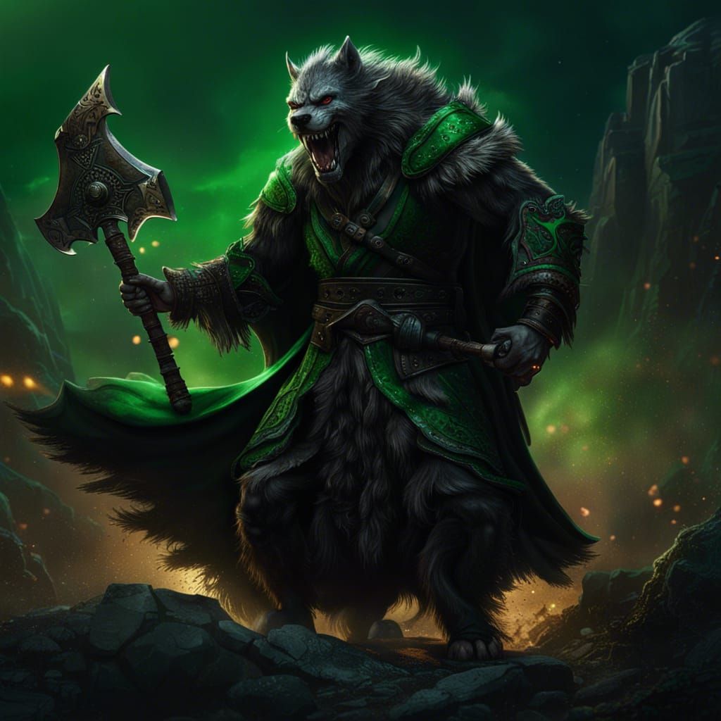 Lycanthrope in Mongolian Robes with Greataxe