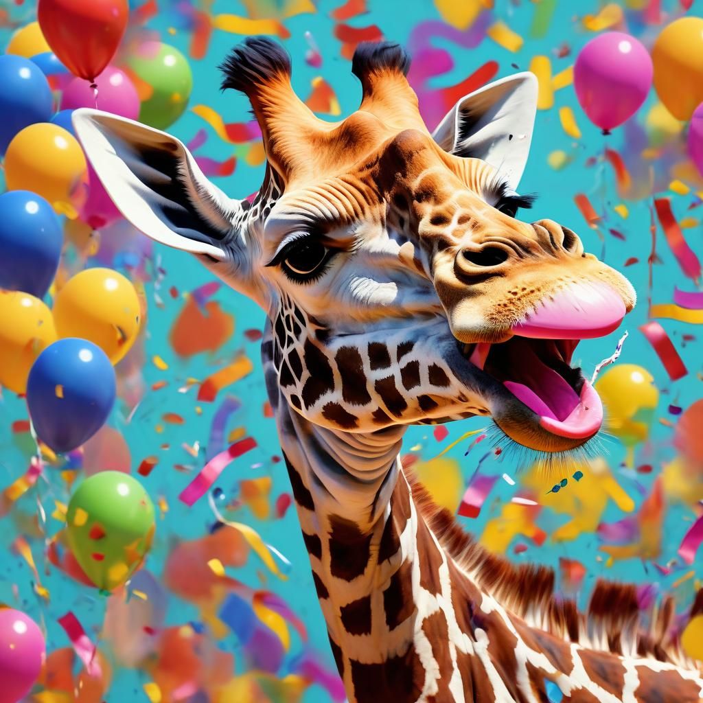 Whimsical Cartoon Giraffe with Bright Smile