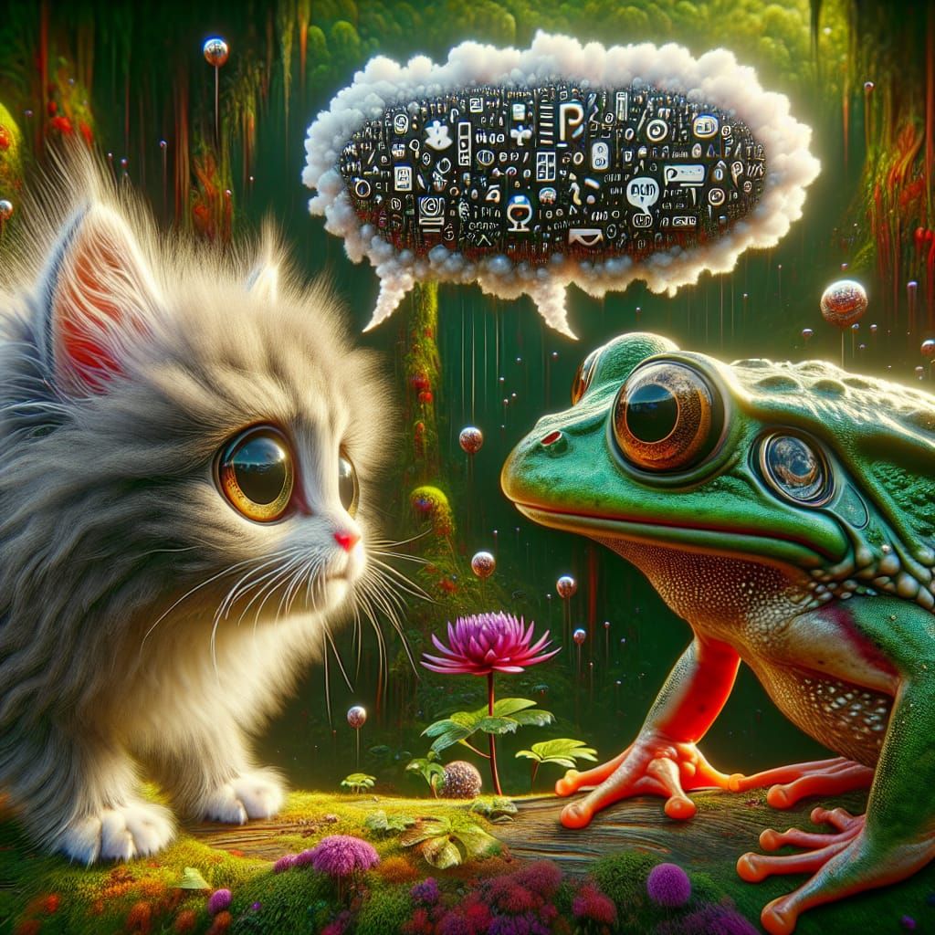 Kitten and Frog's Surreal Forest Chat