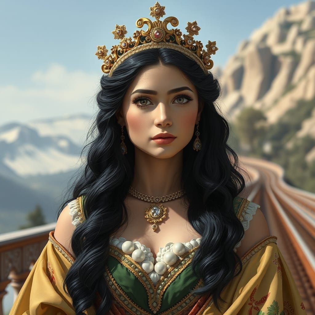 Hera, Queen of the Gods, in Medieval Art Style