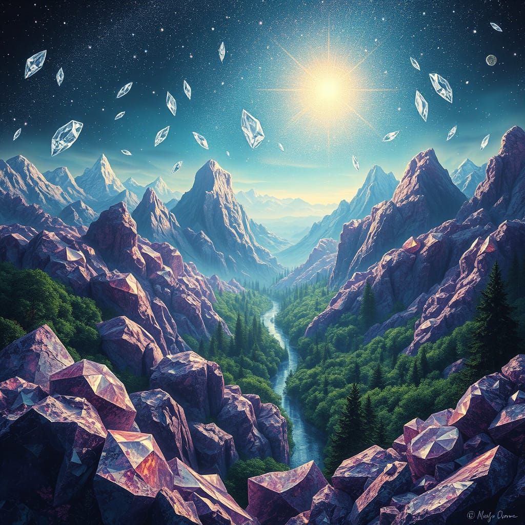 Fantastical Gemstone Realm in Surreal Architectural Style